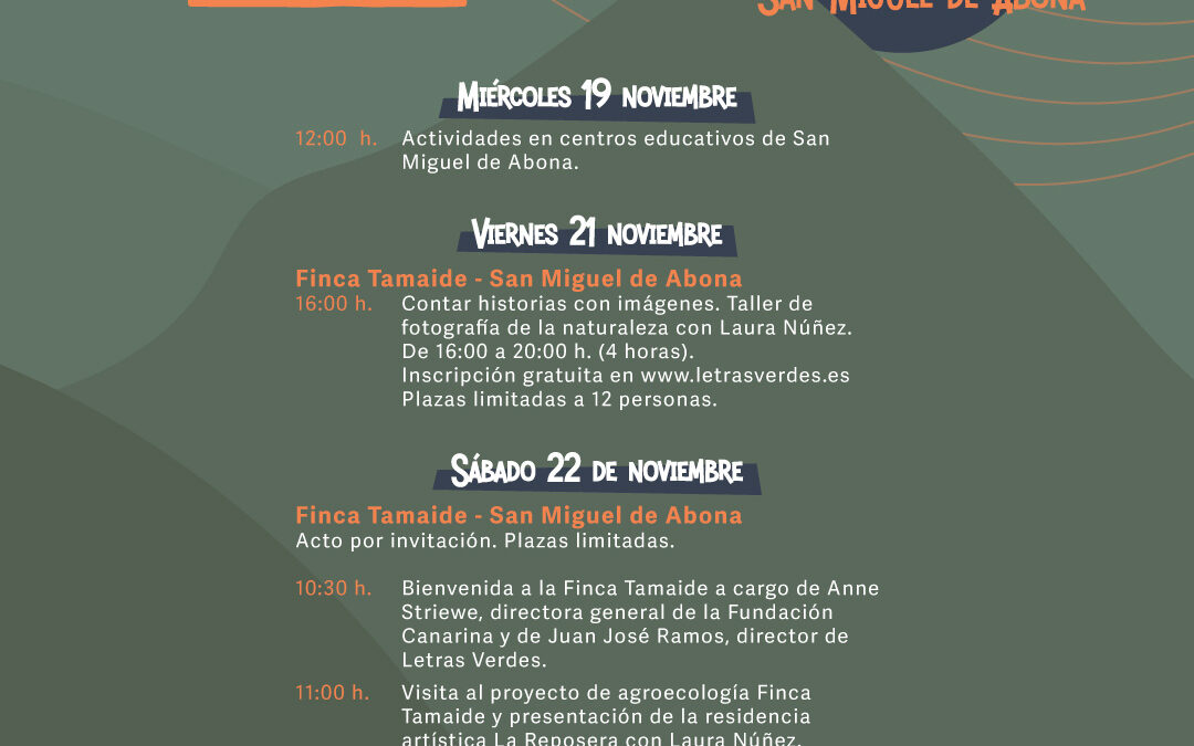 Letras Verdes desembarca de nuevo en Finca Tamaide