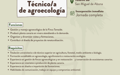 Empleo: Fundación Canarina busca técnica/o con experiencia en agroecología, viverismo y ecosistemas canarios